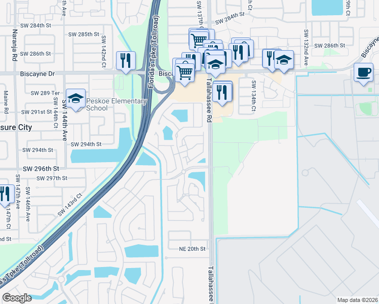 map of restaurants, bars, coffee shops, grocery stores, and more near 4118 Northeast 24th Drive in Homestead
