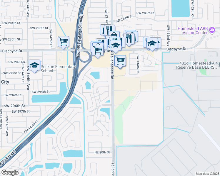 map of restaurants, bars, coffee shops, grocery stores, and more near 2509 Northeast 42nd Avenue in Homestead