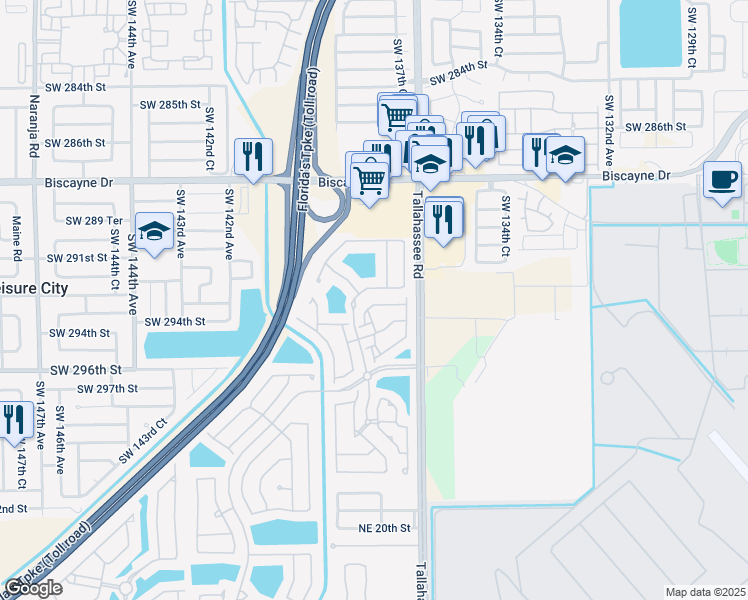 map of restaurants, bars, coffee shops, grocery stores, and more near 4127 Northeast 26th Street in Homestead