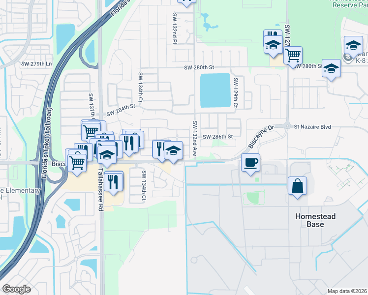 map of restaurants, bars, coffee shops, grocery stores, and more near in Miami-Dade County
