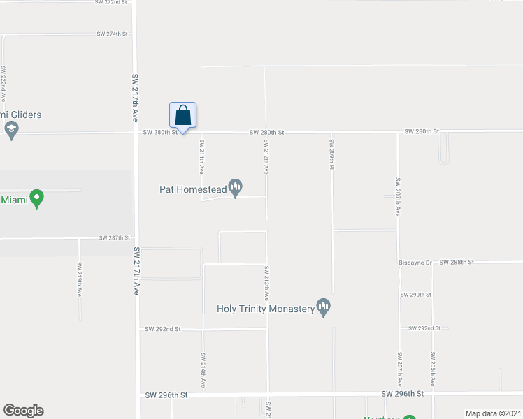 map of restaurants, bars, coffee shops, grocery stores, and more near 28450 Southwest 212th Avenue in Homestead