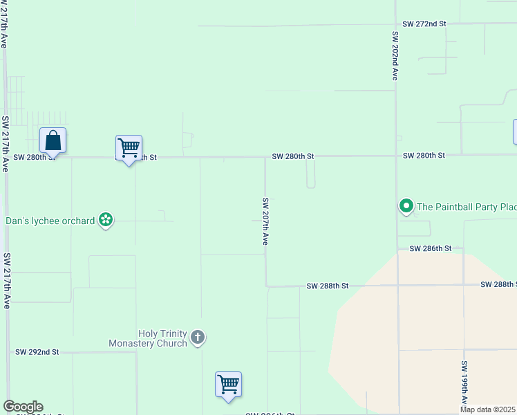 map of restaurants, bars, coffee shops, grocery stores, and more near 28320 Southwest 207th Avenue in Homestead