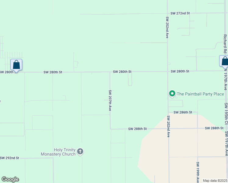map of restaurants, bars, coffee shops, grocery stores, and more near 28225 Southwest 207th Avenue in Homestead