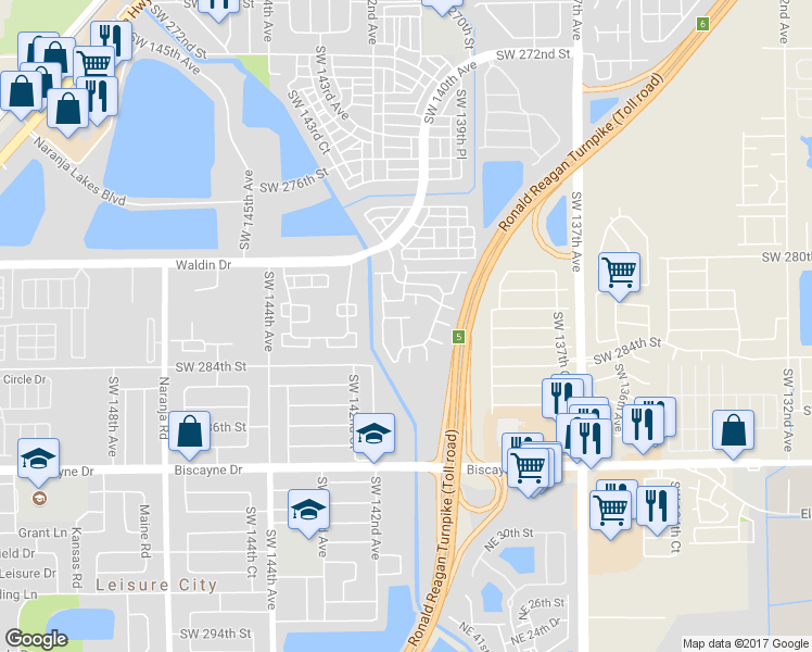 map of restaurants, bars, coffee shops, grocery stores, and more near 28241 Southwest 141st Court in Homestead