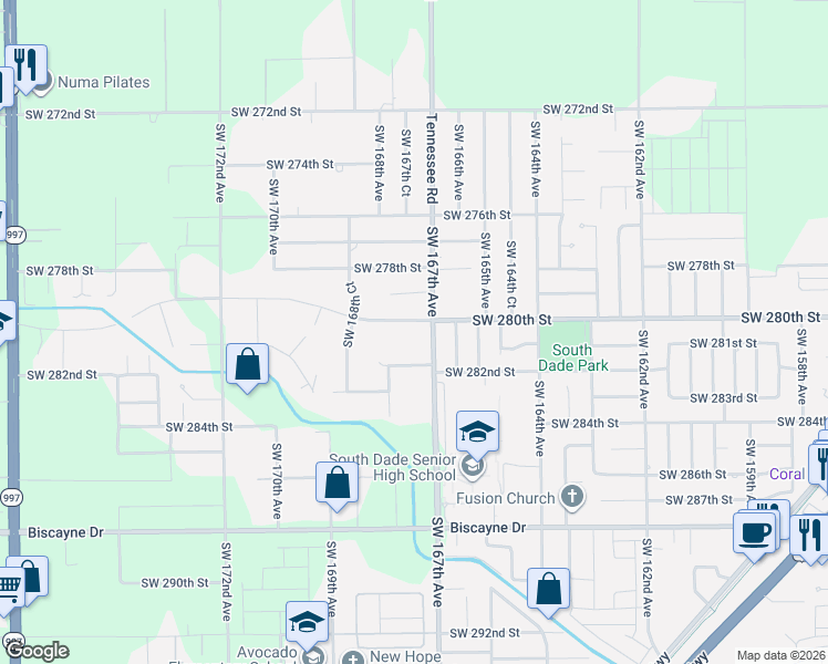 map of restaurants, bars, coffee shops, grocery stores, and more near in Miami-Dade County