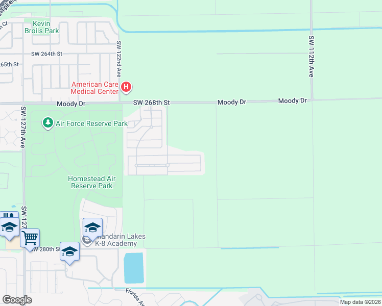 map of restaurants, bars, coffee shops, grocery stores, and more near 11801 Southwest 272nd Terrace in Homestead