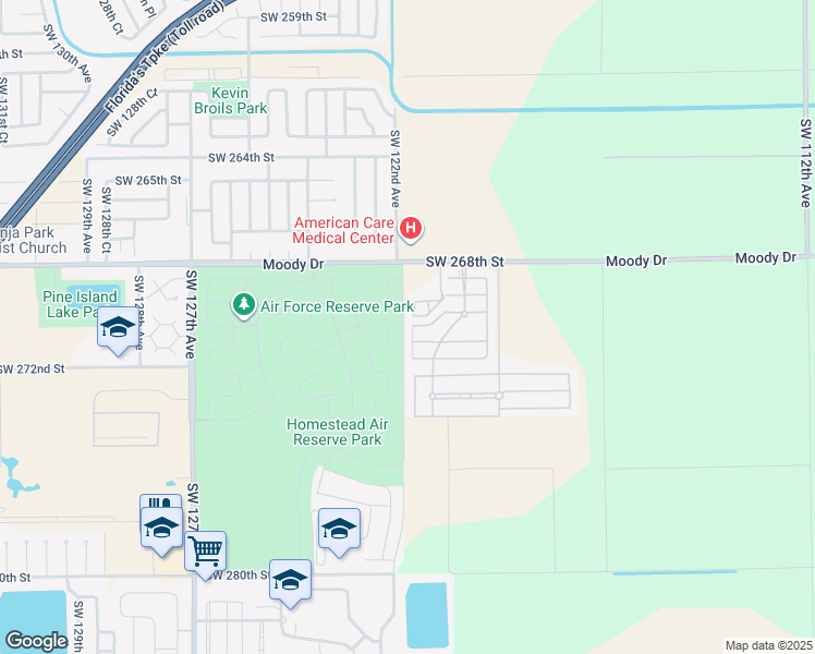 map of restaurants, bars, coffee shops, grocery stores, and more near 27000 Southwest 121st Court in Homestead