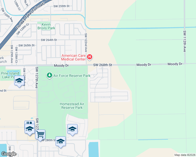 map of restaurants, bars, coffee shops, grocery stores, and more near 12006 Southwest 270th Street in Homestead
