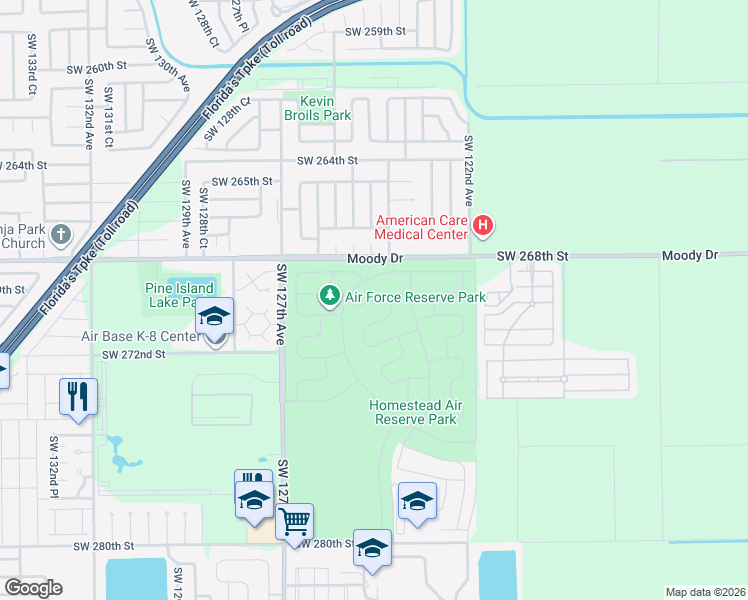 map of restaurants, bars, coffee shops, grocery stores, and more near Southwest Minnesota Avenue in Homestead