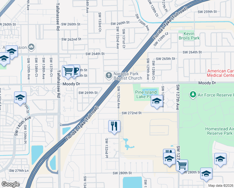 map of restaurants, bars, coffee shops, grocery stores, and more near in Miami-Dade County