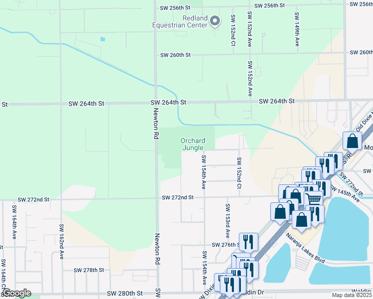 map of restaurants, bars, coffee shops, grocery stores, and more near 15480 Southwest 268th Street in Homestead