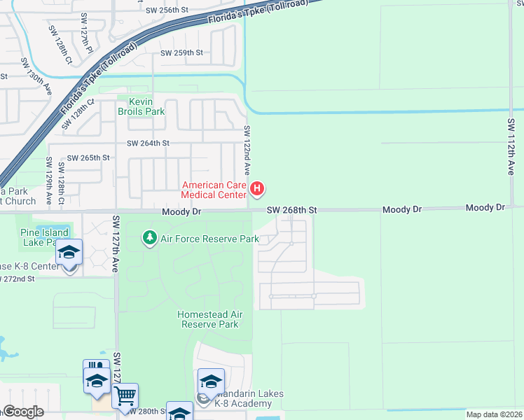 map of restaurants, bars, coffee shops, grocery stores, and more near 12015 Southwest 268th Terrace in Homestead