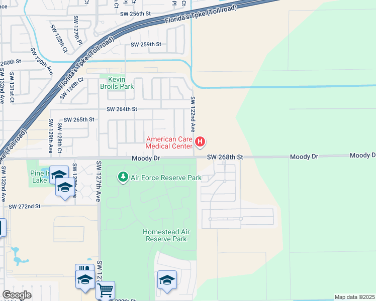 map of restaurants, bars, coffee shops, grocery stores, and more near 26720 Southwest 122nd Avenue in Homestead