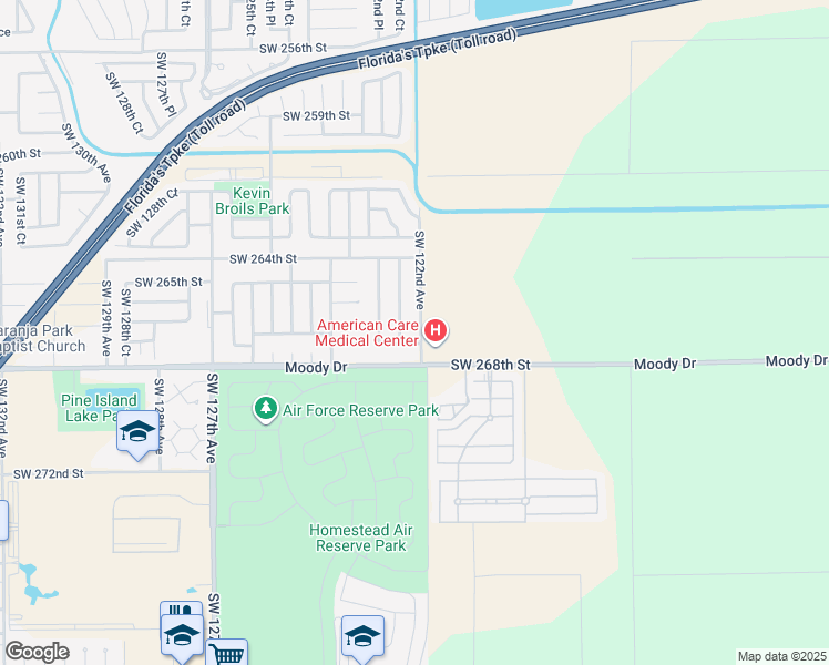 map of restaurants, bars, coffee shops, grocery stores, and more near 26720 Southwest 122nd Avenue in Homestead