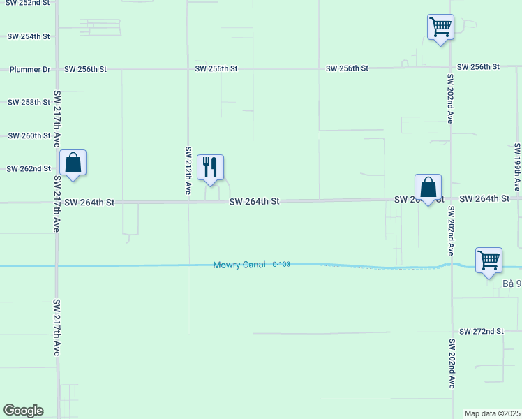 map of restaurants, bars, coffee shops, grocery stores, and more near 20970 Southwest 264th Street in Homestead