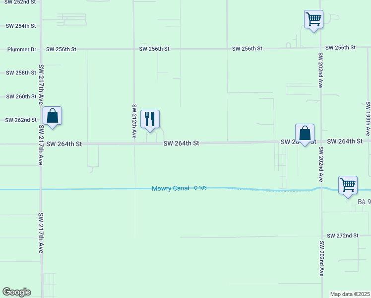 map of restaurants, bars, coffee shops, grocery stores, and more near 20970 Southwest 264th Street in Homestead
