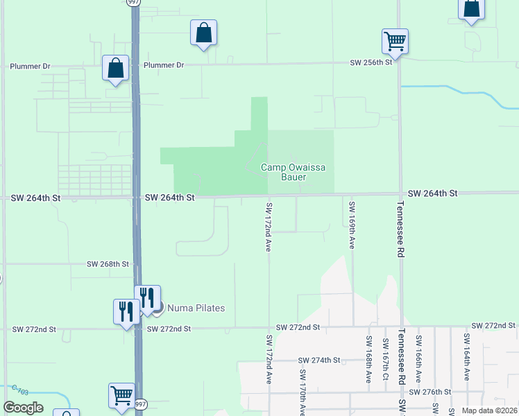 map of restaurants, bars, coffee shops, grocery stores, and more near 17200 Southwest 264th Street in Homestead