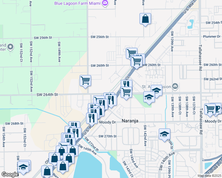 map of restaurants, bars, coffee shops, grocery stores, and more near in Miami-Dade County