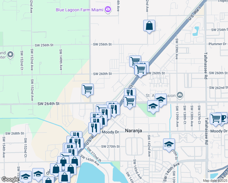 map of restaurants, bars, coffee shops, grocery stores, and more near in Miami-Dade County