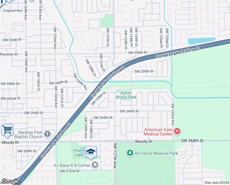 map of restaurants, bars, coffee shops, grocery stores, and more near 24450 Southwest 127th Avenue in Homestead