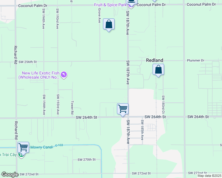 map of restaurants, bars, coffee shops, grocery stores, and more near 26100 Southwest 187th Avenue in Homestead