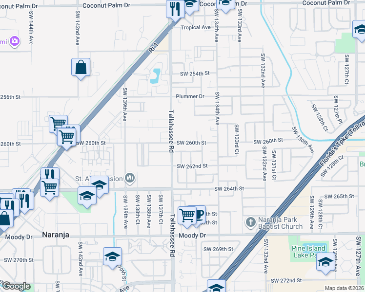 map of restaurants, bars, coffee shops, grocery stores, and more near in Naranja