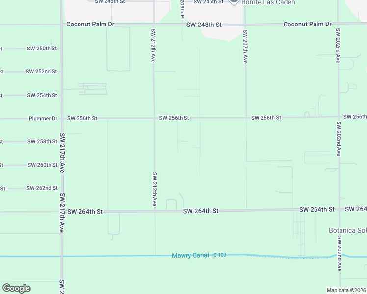 map of restaurants, bars, coffee shops, grocery stores, and more near 20950 Southwest 258th Street in Homestead