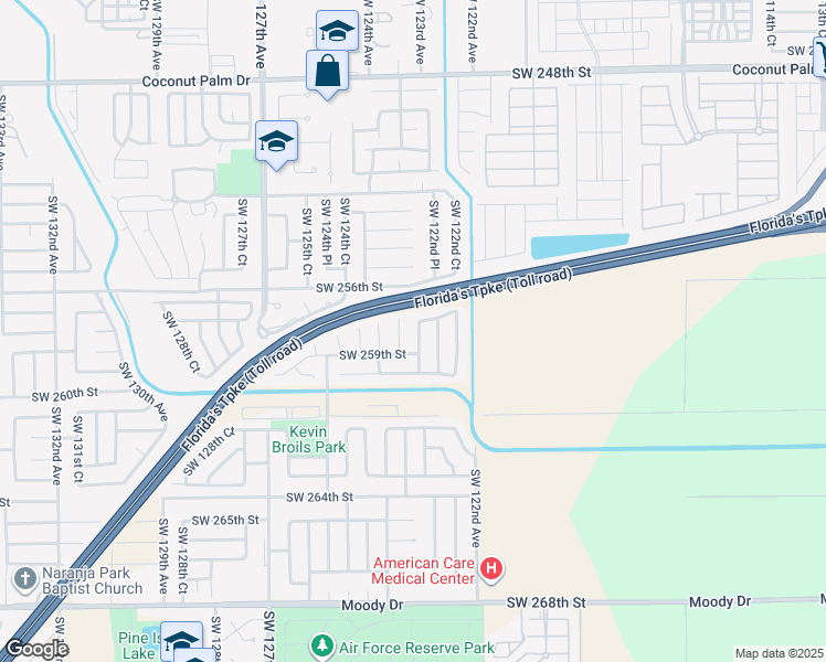 map of restaurants, bars, coffee shops, grocery stores, and more near 25767 Southwest 123rd Court in Homestead