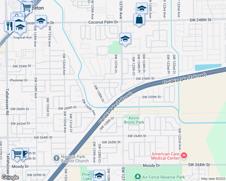 map of restaurants, bars, coffee shops, grocery stores, and more near 12736 Southwest 256th Terrace in Homestead