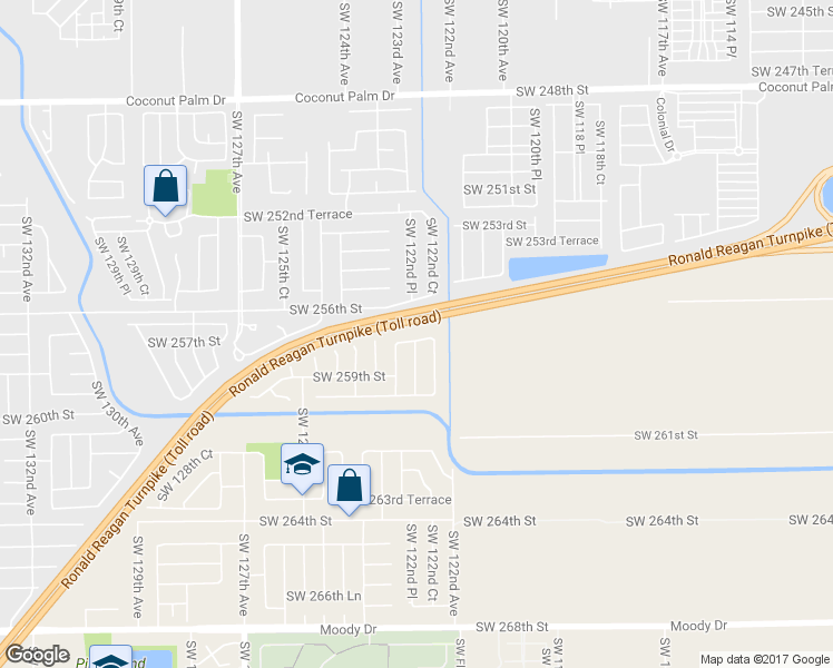 map of restaurants, bars, coffee shops, grocery stores, and more near 12273 Southwest 257th Terrace in Homestead