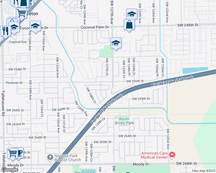 map of restaurants, bars, coffee shops, grocery stores, and more near 12736 Southwest 256th Terrace in Homestead