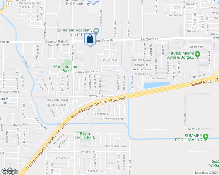 map of restaurants, bars, coffee shops, grocery stores, and more near 12324 Southwest 254th Terrace in Princeton