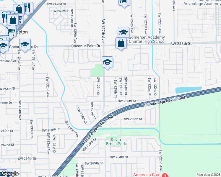 map of restaurants, bars, coffee shops, grocery stores, and more near 28200 Southwest 126th Court in Homestead