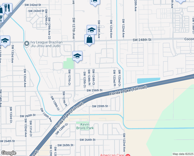 map of restaurants, bars, coffee shops, grocery stores, and more near 25310 Southwest 124th Avenue in Homestead