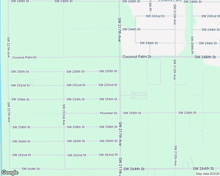 map of restaurants, bars, coffee shops, grocery stores, and more near 21750 Southwest 252nd Street in Homestead