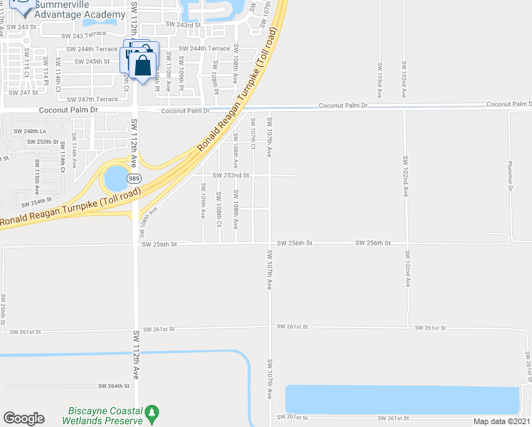 map of restaurants, bars, coffee shops, grocery stores, and more near 25412 Southwest 107th Avenue in Homestead