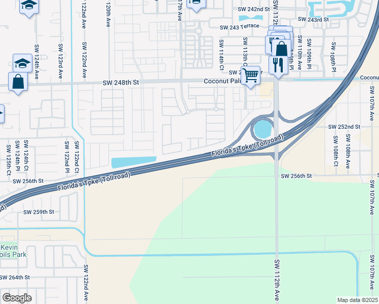 map of restaurants, bars, coffee shops, grocery stores, and more near 11562 Southwest 254th Street in Homestead