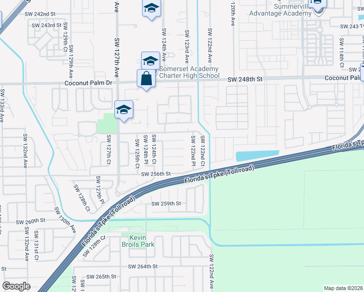 map of restaurants, bars, coffee shops, grocery stores, and more near 12335 Southwest 253rd Terrace in Princeton