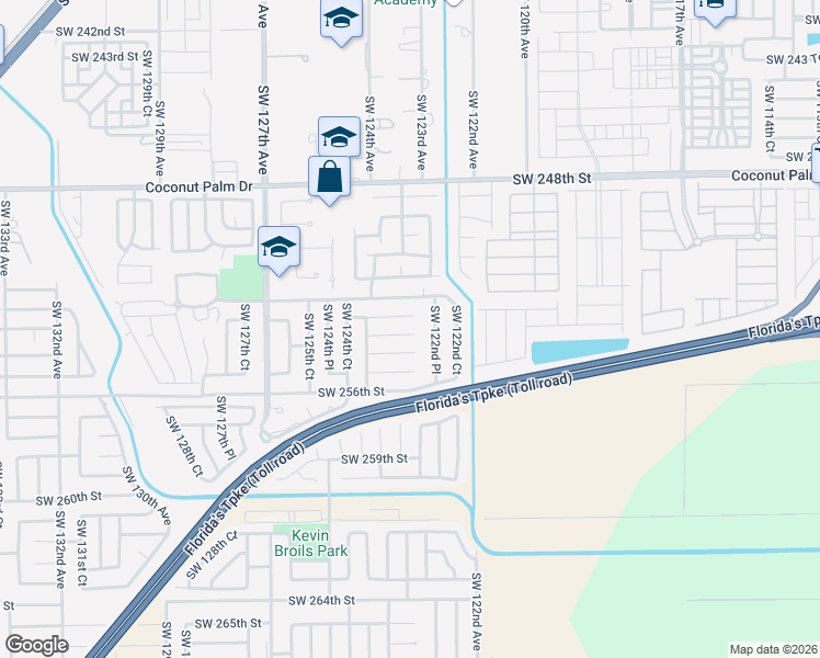 map of restaurants, bars, coffee shops, grocery stores, and more near 12335 Southwest 253rd Terrace in Princeton