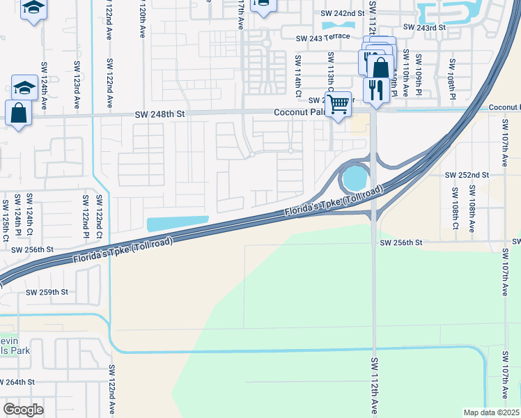 map of restaurants, bars, coffee shops, grocery stores, and more near 11562 Southwest 254th Street in Homestead