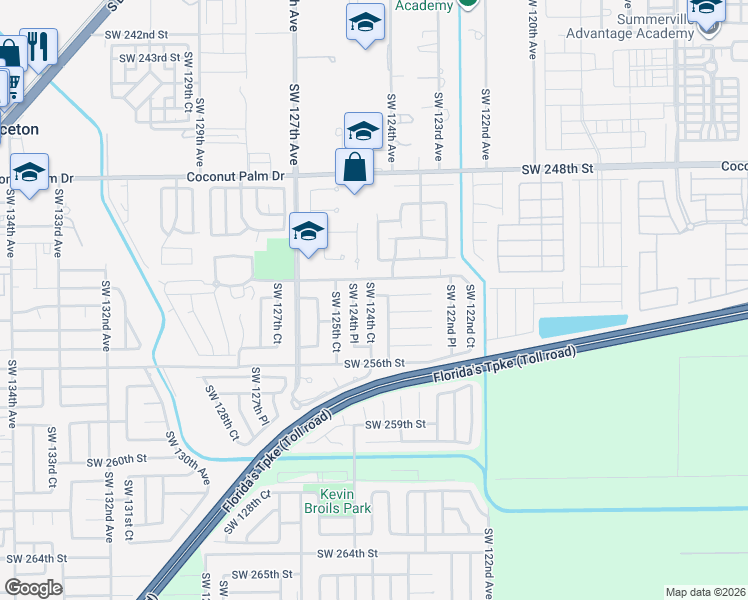 map of restaurants, bars, coffee shops, grocery stores, and more near 25310 Southwest 124th Avenue in Homestead