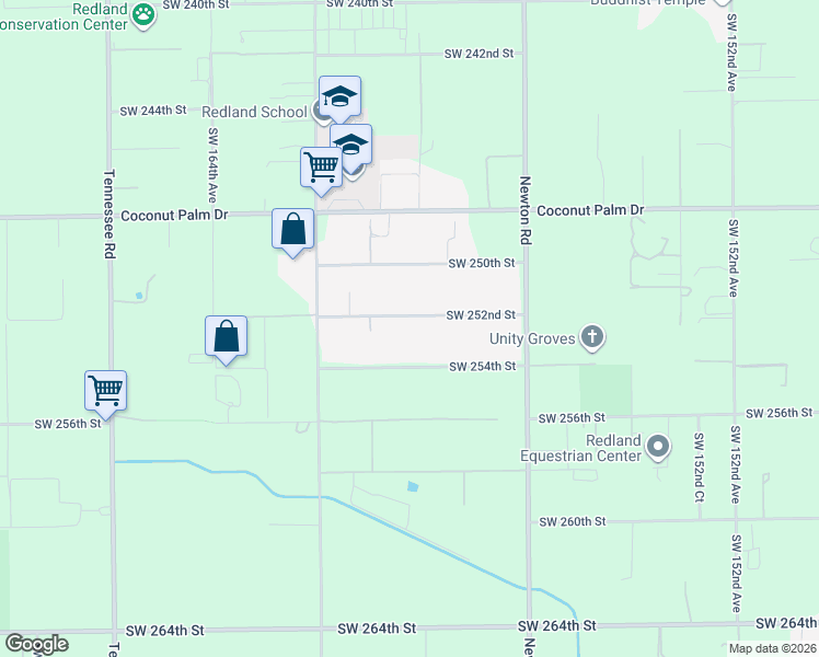 map of restaurants, bars, coffee shops, grocery stores, and more near 15920 Southwest 252nd Street in Homestead