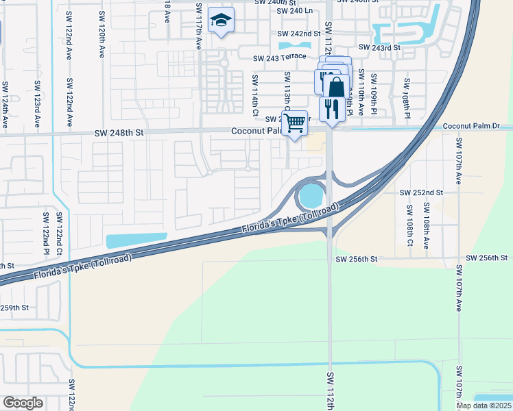 map of restaurants, bars, coffee shops, grocery stores, and more near 25259 Southwest 114th Court in Homestead