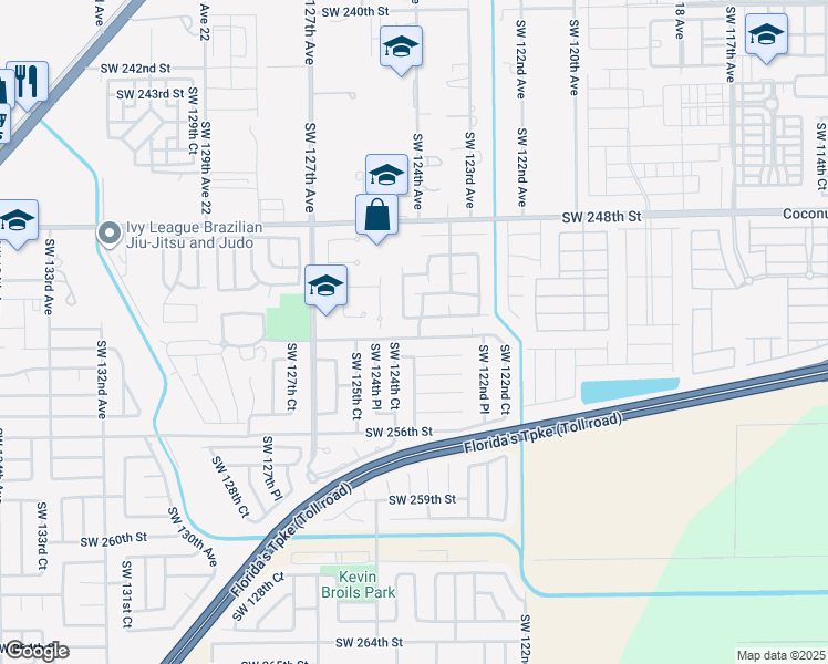 map of restaurants, bars, coffee shops, grocery stores, and more near 25252 Southwest 124th Avenue in Homestead