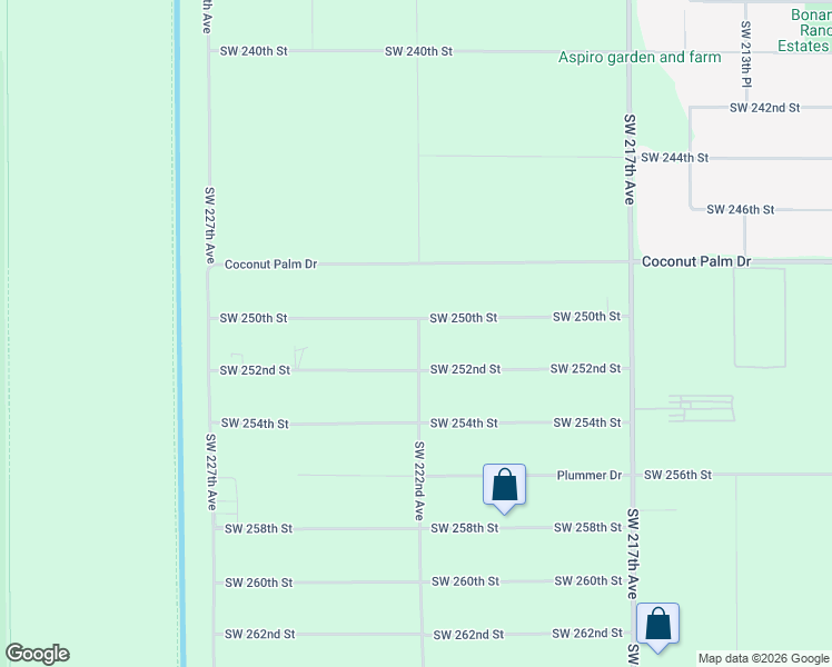 map of restaurants, bars, coffee shops, grocery stores, and more near 25150 Southwest 222nd Avenue in Homestead