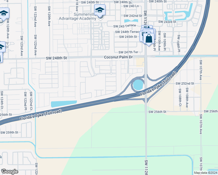 map of restaurants, bars, coffee shops, grocery stores, and more near 11456 Southwest 252nd Terrace in Princeton