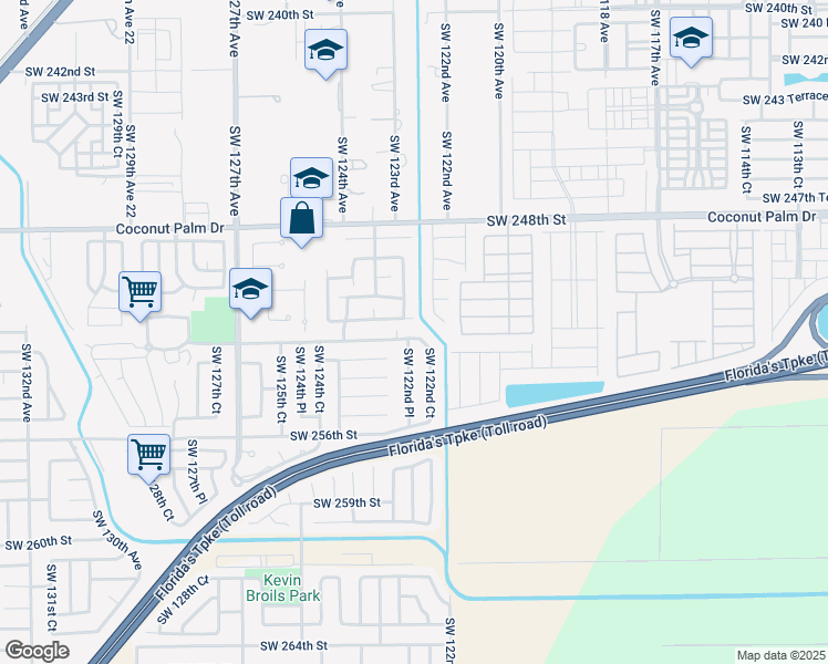 map of restaurants, bars, coffee shops, grocery stores, and more near 12241 Southwest 252nd Terrace in Homestead