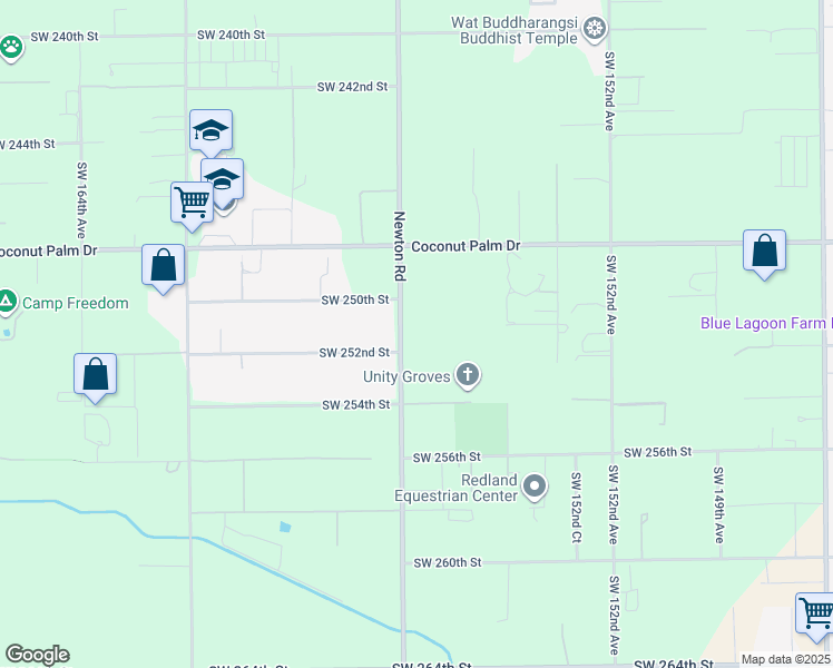 map of restaurants, bars, coffee shops, grocery stores, and more near 25115 Newton Road in Homestead
