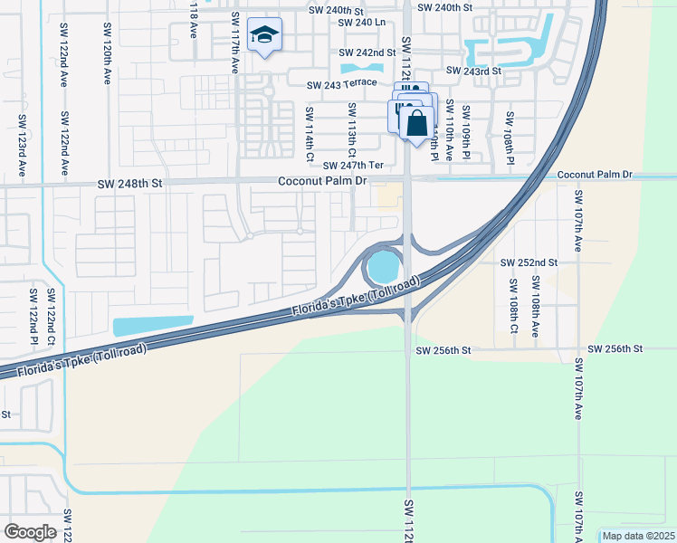 map of restaurants, bars, coffee shops, grocery stores, and more near 25259 Southwest 114th Court in Homestead