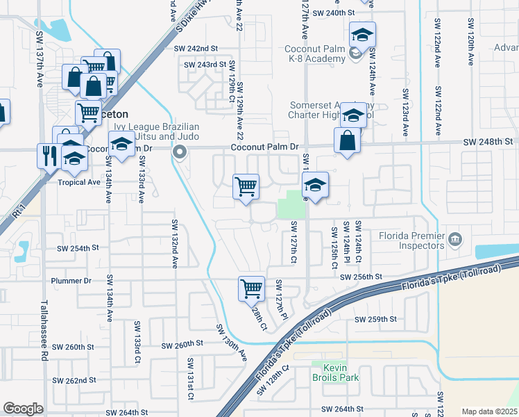 map of restaurants, bars, coffee shops, grocery stores, and more near 12801 Southwest 252nd Street in Princeton